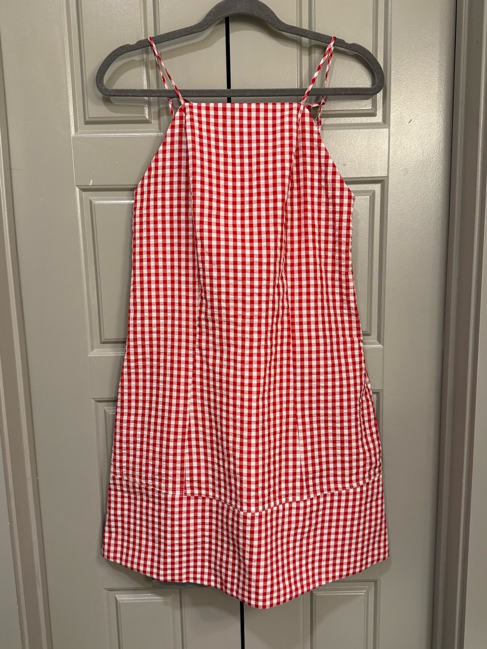 Red Gingham Spaghetti Strap Shift Dress Size Small Like New
